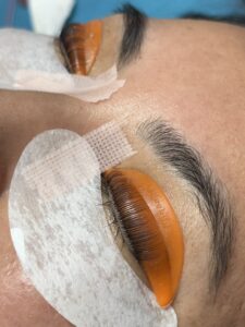 Eyelash lift process by licensed lash tech at Lacquer & Lashes Madera CA