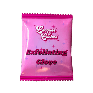 exfoliating glove sold at lacquer & lashes Madera CA
